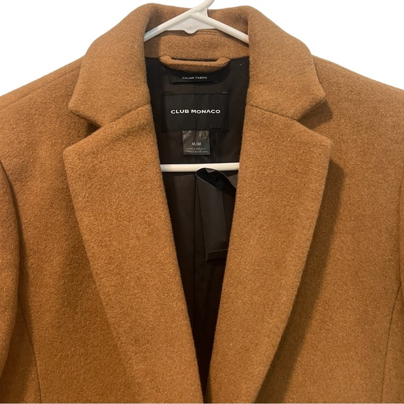 Club Monaco Slim Tailored Wool Trench Coat Women Size M Camel Single Breasted - Picture 2 of 16